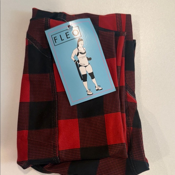 Fleo Women's Athletic Shorts in Red and Black Checkered. NWT. - Picture 5 of 5